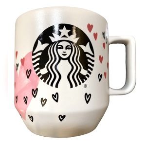NWT Starbucks Coffee Mug Cup Tea 2016 Hearts Mermaid Logo White Red Pink 12 oz
